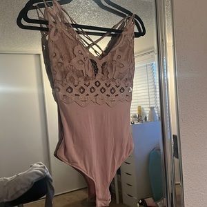 Pink, Lacey, bodysuit